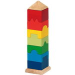 Turn multicolor de stivuire cu piese din lemn unice