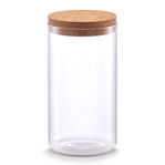 Borcan pentru depozitare cu capac din pluta, Transparent Glass B, 1100 ml, Ø 9,5xH18,5 cm