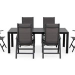 Set EASY cu 6 scaune si masa, gri/negru