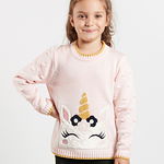 Pulovere / Pulover cu design aplicat Unicorn Denokids