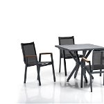 Set masă și scaune (5 bucăți), Gri, 90x63x90 cm, Clara