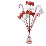 Varf decorativ pentru brad Candy, Decoris, 24x4x30 cm, plastic, rosu/alb, Decoris
