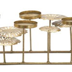 Suport dreptunghiular de lumânări Plus, 15,5x40x19 cm, metal, auriu, Mauro Ferretti