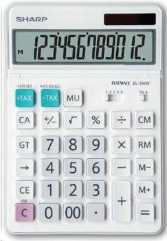 Calculator de birou SHARP 12 digits, dual power, ecran rabatabil,EL-340W - alb, Sharp