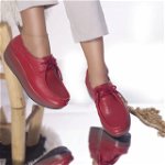 Pantofi cu platforma clarisa piele naturala rosu, OEM