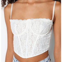 Trendyol, Top-corset de dantela, Negru, XS