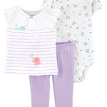 Carter’s Set 3 Piese Meduză pantaloni lungi, tricou & body 100 % bumbac