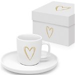 Set ceasca cu farfurioara Espresso - Pure Gold Heart Matte, PPD