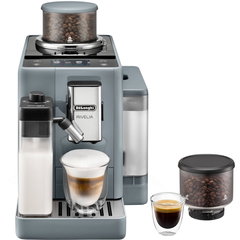 Espressor automat De’Longhi Rivelia EXAM440.55.G, 18 bauturi, 2 recipiente pentru boabe, Tehnologie Bean Adapt, Carafa de lapte cu tehnologie LatteCrema, 1450W, 19 bar, Gri