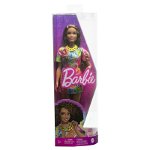 Papusa Barbie Fashionista satena cu rochie cu imprimeu - Good Vibes
