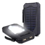 Baterie Externa Smart, Incarcare Solara, Lanterna LED, 2 Porturi USB, 8000mAh, Negru