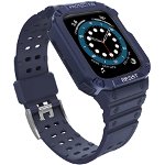 Accesoriu smartwatch Husa si curea Armored Strap Band compatibila cu Apple Watch 4/5/6/7/8/SE 38/40/41mm Navy Blue, OEM