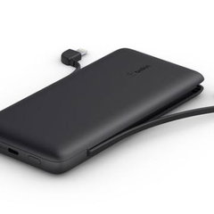 Belkin 10k Pd Power Bank Integraded Cables (usb-c & Lightning) Black 