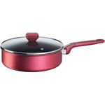 Tigaie saute cu capac Tefal Daily Chef, 24 cm, invelis antiaderent din titan, indicator Thermo-Signal, rosu/negru