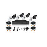 Sistem De Supraveghere, 4 Camere Video AHD, DVR, 24 LED-URI, Telecomanda, Mouse, Alb/Negru, KlaussTech