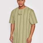 Karl Kani Tricou Small Signature Pinstripe 6030878 Verde Relaxed Fit
