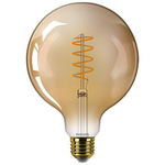 Bec LED vintage Philips G120, intensitate luminoasa reglabila, E27, 7.3W (50W), 640 lm, lumina calda tip flacara (2200K), Auriu, Philips