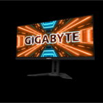 Monitor Gaming Gigabyte M34WQ 34", ips, 3440 x 1440 (WQHD), Non-glare, Brightness, 400 cd/m2 (TYP), Contrast Ratio:1000:1, Viewing Angle: 178° (H)/178°(V), Display Colors: 8 bits, Response Time: 1ms (MPRT), Refresh Rate: 144Hz, Flicker-free,, Gigabyte