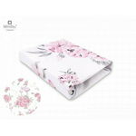 Cearceaf cu elastic, MimiNu, Pentru patut leagan sau patut co-sleeper, Dimensiune 90x40 cm, Din bumbac certificat Oeko Tex Standard 100, Peonie Pink