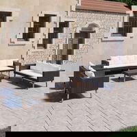 Set mobilier de gradina cu perne, vidaXL, 5 piese, negru, poliratan, 65.2 kg 3059333