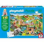 Puzzle Schmidt - Playmobil: Gradina zoologica, 60 piese, cu figurina Playmobil