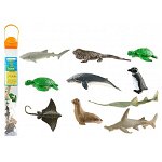 Set 12 figurine- Animale marine pe cale de disparitie - Safari Toob