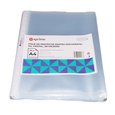 Folie protectie documente A4 XPrime cristal 90 microni 100 bucati/set, Xprime