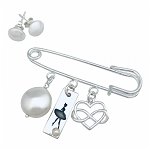 Set Brosa personalizata pandantiv argint perla charm Cercei perle Swarovski Ballerina, Personally ME