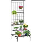 Suport pentru plante cu 3 niveluri, Outsunny, Metal, Negru