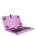 Husa Tableta MRG 0402, 10 inch, tastatura Micro-USB, prindere 4 cleme, Mov