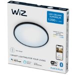 Plafoniera led inteligenta wiz superslim, wi-fi, bluetooth, 14w, 1300 lm, lumina alba reglabila, 24.2 cm, metal/plastic, negru