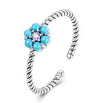 Inel reglabil din argint Turquoise Flower