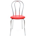 Scaun bucatarie tapitat rosu IP21900 Depozitul de scaune Tulipan, tapiterie piele ecologica, cadru metal argintiu, max. 100 kg, 40 x 48 x 89 cm, Depozitul de scaune