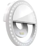 Selfie Ring, Lampa LED pentru Selfie, Clema de Prindere, 3 intensitati lumina, 36 LED-uri, Acumulator 400mAh, Alb ,Ej-Products