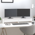 vidaXL Suport pentru monitor, alb, 100x27x15 cm, lemn masiv pin, vidaXL