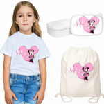 Set promotional Back to school prima zi de gradinita scoala din bumbac model Minnie  ABS335