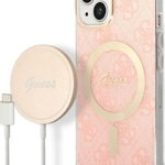 Guess Zestaw Guess GUBPP14SH4EACSP Case+ Charger iPhone 14 6,1` różowy/pink hard case 4G Print MagSafe NoSize, Guess