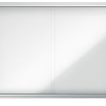 Avizier NOBO Premium Plus, interior, otel emailat, 8x A4, geam glisant si cheie, magnetic, alb, Nobo