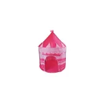 Cort de joaca tip castel, PROCART, imprimeu buline si coronite, 105x135 cm, husa depozitare, roz