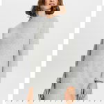 Esprit, Rochie din tricot cu maneci raglan, Gri deschis melange, M
