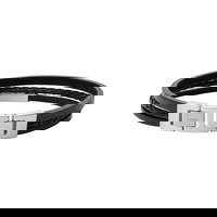 Bratara de piele - Negru/Argintiu, Fossil