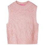 Vestă pulover pentru copii tricotată, roz deschis, 128, vidaXL