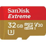 Micro SDHC Extreme 32GB UHS-I U3 V30 Class 10 100 MB/s + Adaptor SD Mobile, SanDisk