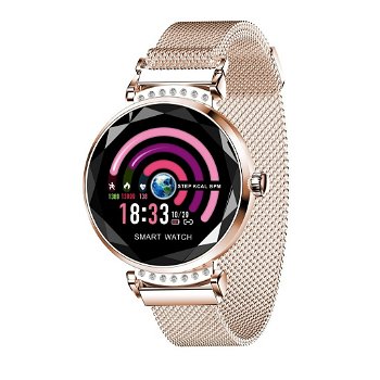 Smartwatch Fitness Sport Auriu Elegant pentru Dama Techstar® H2 cu Monitorizare Somn & Cardiaca