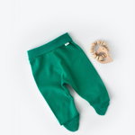 Pantaloni cu botosei - bumbac organic verde (marime: 6-9 luni)