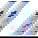 Set 2 x 400 ml Sampon Nivea Diamond Gloss Care, pentru Par Normal / Lipsit de Vitalitate