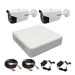 Sistem supraveghere video 2 camere Rovision oem Hikvision 2MP, Full HD, 2.8mm, IR 40m, DVR 4Canale video 4MP, lite, accesorii incluse