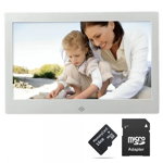Rama foto digitala din aluminiu 8 inch LCD 1080p mp3 player video player cu telecomanda argintiu + card de memorie microSD 16GB si adaptor, krasscom