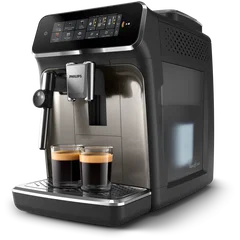 Espressor automat Philips EP3326/90 seria 3300, sistem clasic de spumare, 5 tipuri de bauturi, ecran tactil intuitiv, tehnologie noua SilentBrew, aplicatie HomeID, negru/auriu
