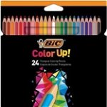 Creioane colorate BIC Color Up, diverse culori, 24 buc/set, Bic